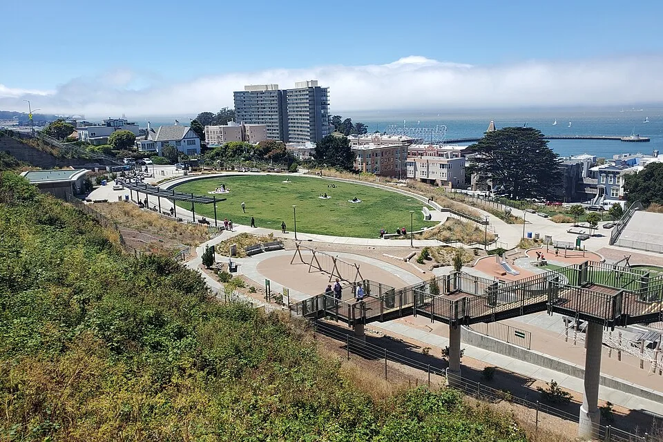 Francisco Park viewed from Hyde Street in July 2023